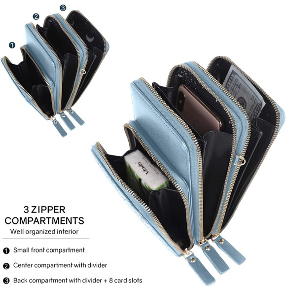 Triple Compartment Small Faux Leather Crossbody Bag - Picture 3 of 4